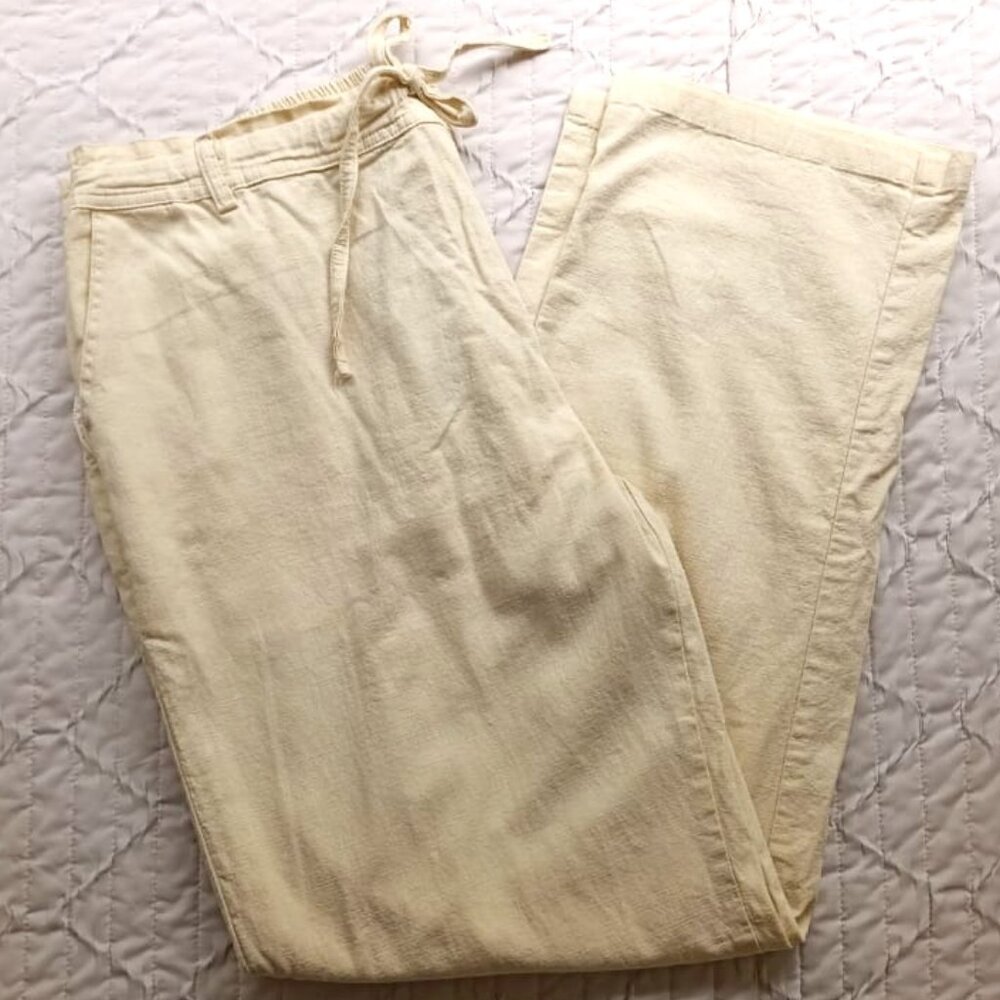 100% Cotton-Linen Blend Butter Yellow Drawstring Pants 🧈 XL